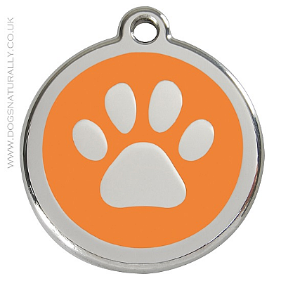 Orange Paw Print Dog ID Tags (3x sizes)
